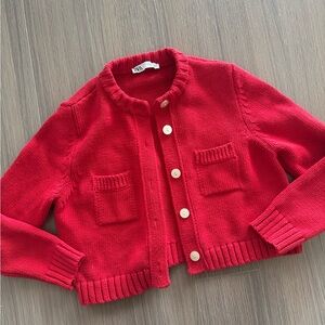 Zara red cotton cardigan